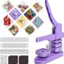 Square Magnet Button Maker Press Machine with 100 Sets Square Badge Making Supplies 2'' x 2'', Custom Fridge Badges  Ideal for Parties, Events, Business, School (Purple)