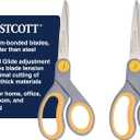 Westcott 8-Inch Titanium-Bonded Scissors with Adjustable Glide Feature for Office and Home - Gray/Yellow, 2-Pack