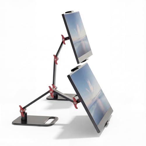 AiFeelife Height Adjustable Portable Monitor Stand, Upgrade Knob Adjustment Portable Monitor Holder for 15.6 17.3 18.5 Inch Screen, Ergonomic Travel Monitor Mount, Tablet Stand for iPad 12.9‘’