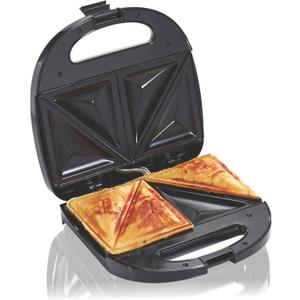 Hamilton Beach Electric Sealed Sandwich Maker Grill with PFAS-Free Nonstick Plates, Makes Stuffed French Toast, Omelets, Compact & Easy to Store, Black (25430G)