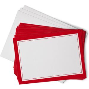 Hill Valley Greetings Classic Red Border Note Cards - 48 Folding Greeting Cards with Envelopes - Blank Inside