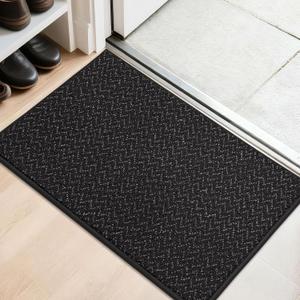 COSY HOMEER-Door-Mat 20" x 32" Non Slip Absorbent Entryway Rugs Dirt Trapper Doormats Washable Entrance Mats Low Pile Welcome Floor Mat for Front Back Door and Entry Mats,Black