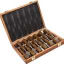 12-Pieces Woodworking Wood Carving Tools Chisel Set with Wooden Box, Razor Sharp CR-V 60 Steel Blades