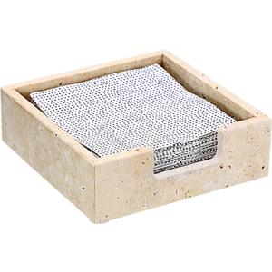 Sumnacon Travertine Cocktail Napkin Holder for Table, 6.2" x 6.2", Square Napkin Holders Small Napkin Tray, Flat Modern Napkin Dispenser for Kitchen, Countertop, Dining Table, Party, Bar (Beige), Pack Of 2