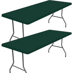 Moosfor Spandex 6 Foot Rectangle Table Cloth 2 Pack, Elastic Fitted Tablecloths for Picnic, Stretch Washable Patio Table Cover for Outdoor, Camping, Banquet and Parties(Hunter Green, 30"x72")