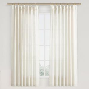 Joywell Linen Pinch Pleated Short Window Curtains 54 Inch Long,Back Tab Clip Rings Semi Sheer Light Filtering Drapes with Hooks for Bedroom Living Room Decor,W40 x L54,Natural Beige,2 Panels Set (40"W x 54"L (Pack of 2), Natural Beige)