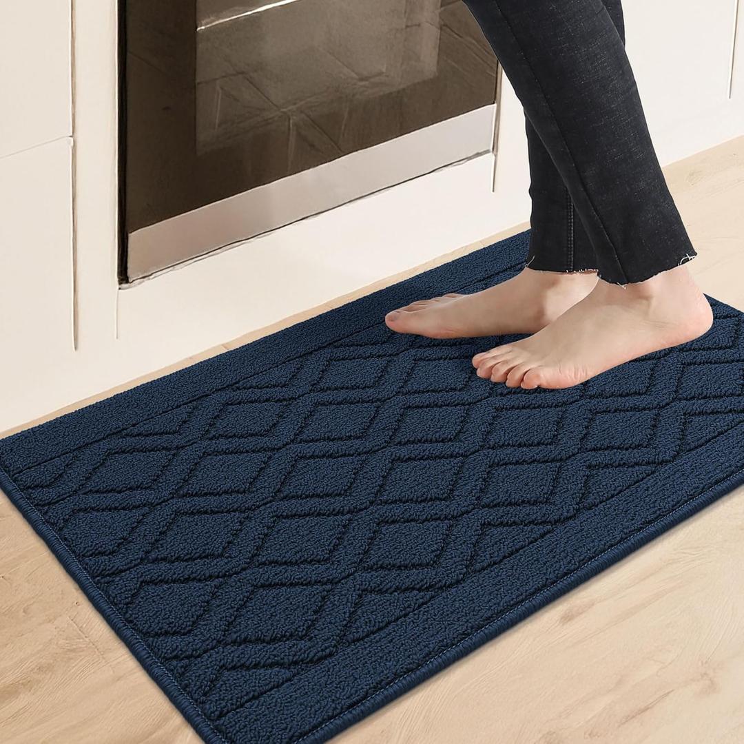 COSY HOMEER-Kitchen-Rugs-And-Mats 20"x32" Non Slip Kitchen Mats for Floor Absorbent Kitchen Rug Washable Kitchen Standing Floor Mat for Sink Mat, Throw Rug, Entry, Laundry, Navy Blue