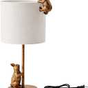 Whimsical 3-Way Dimmable Rabbit Table Lamp 14.5" Antique Bronze Bunny Bedside Light with 7W E26 LED Bulb, Unique Woodland Animal Nightlight for Kids Bedroom Living Room Nursery Decor