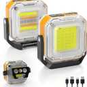 Rechargeable Work Light, 2Pack 1200LM Double-Sided Portable Work Lights with 8 Modes, Magnetic Inspection Light with 1/4" Tripod Mount, 360 Rotatable Stand for Car Repair, Garage, Emergency