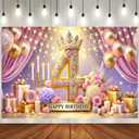 4th Happy Birthday Backdrop Decoration for Girl Princess Happy 4th Birthday Banner Photography Background 4 Year Old Girl Birthday Photo Backdrop with Crown Cake Table Decor ZHTAOYH 6x4ft CUTE019