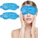 2Pack Cold Cooling Eye Mask, Reusable Hot Colder Therapy Gel Bead with Plush Backing for Puffiness Migraine Stress Relief Skin Care Dry Eyes (2pcs Blue)