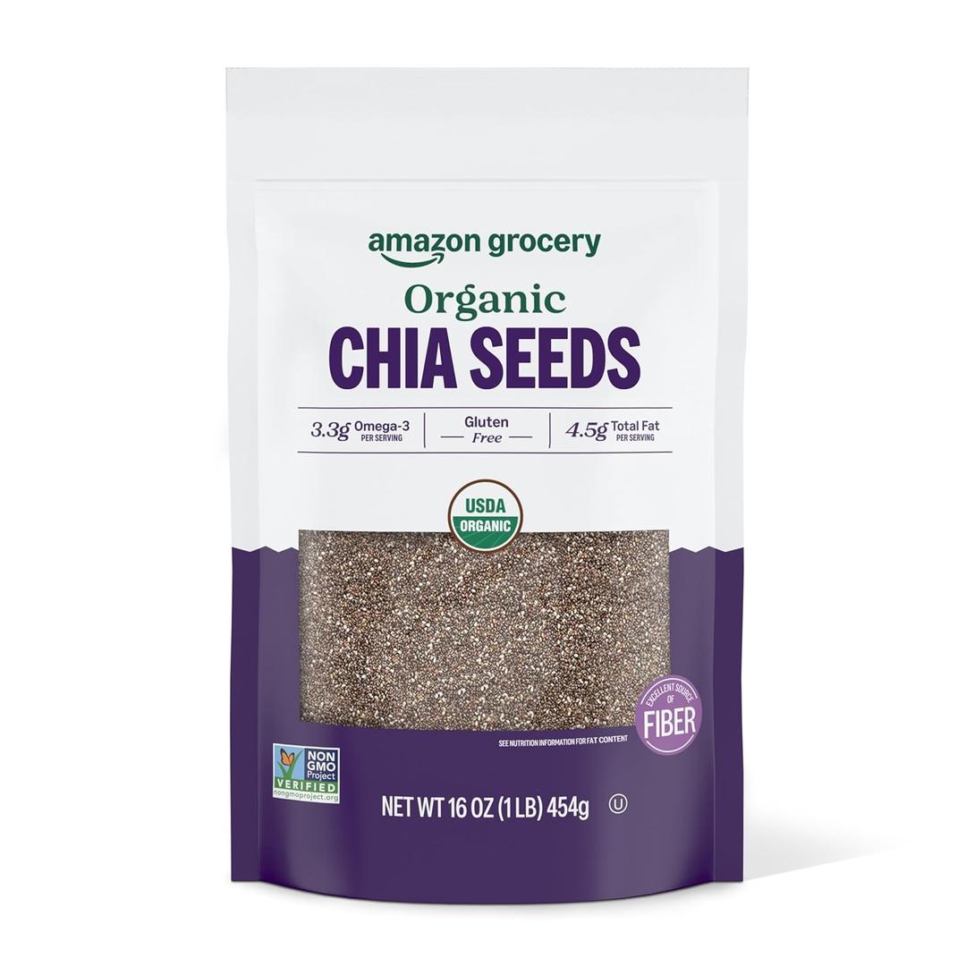 Amazon Grocery, Organic Chia Seeds, 16 Oz (Previously Amazon Fresh, Packaging May Vary)