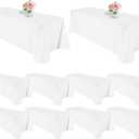 10 Pack Polyester Tablecloths, White 90 x 132 Inch Polyester Table Cloth for 8 Foot Rectangle Tables, Stain and Wrinkle Resistant Washable Fabric Table Cover for Wedding Banquet Restaurant Party