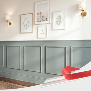 Pre-Cut 3 Set Peel and Stick Wall Molding Trim Kit, 20" x27", Paintable Premade Wainscoting Panels with Chair Rail Trim, Self Adhesive Moulding Panel for Interior Walls Picture Frame, 20"x27" + 39.4"x2 Trim Set