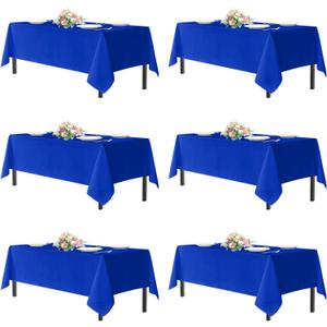 sancua Royal Blue Tablecloths for 6 Foot Rectangle Tables, 6 Pack - 60x102 Inch - Washable Fabric Cloth Table Cloth, Reusable Polyester Table Covers for Wedding Party, Banquet, Independence Day