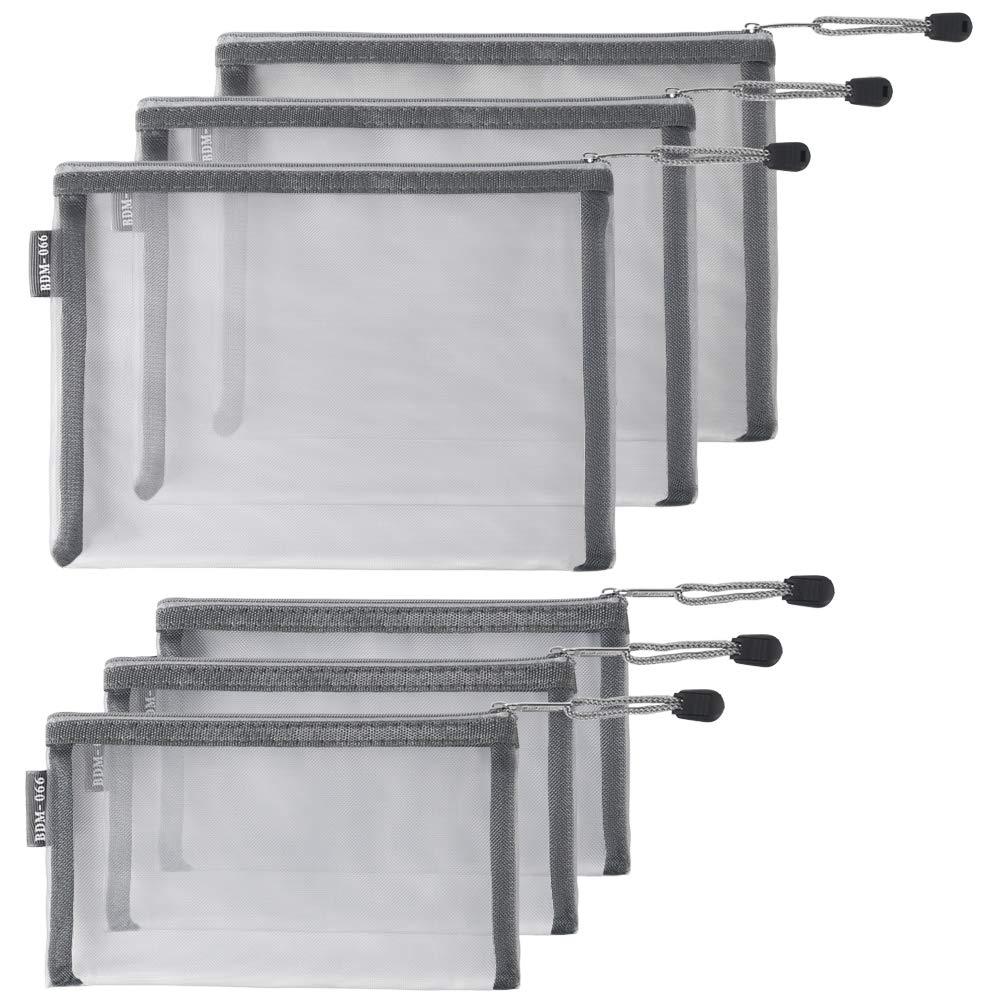 6PCS Purse Organizer Pouches for Inside Purse, Small Mesh Zipper Pouch Bags for Travel and Makeup Accessories (6Pcs Gray)