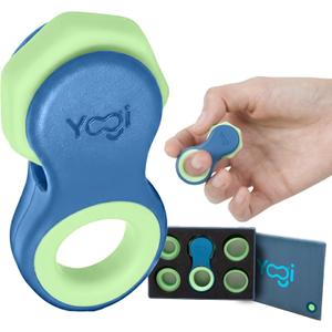 Yogi Fidget Toy Silent Sensory Spinner for Adults & Kids Stress Relief Fidgets for ADHD, Anxiety Fidget Toys for Adults Includes 5 Finger-Fit Rings Work, School & Travel Ocean (Blue-Пreen)
