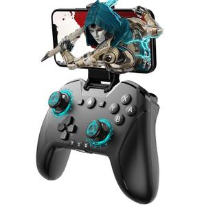 Bluetooth Controller for Switch/Mac/PC/Steam/Mobile Phone/iOS/Android//TV/iPad/Table/Apple Arcade MFi Games, switch pro controller wireless with Adjustable Dual Motion,Turbo,Macros,6-Axis,Wake Up for Black Myth: Wukong (Black) (Purple) (Black with Clip)