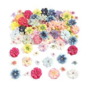 GAATEEK 90 Pcs Mini Artificial Silk Flower Heads - Multicolor Peony, Daisy, Rose Floral Appliques for Spring Summer Crafts | DIY Wreath Accessories for Wedding/Home Decor/Party/Graduation Cap