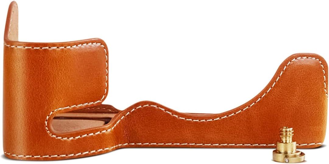 Rieibi Alpha 7 IV Camera Case, PU Leather Half Case for Sony a7 IV a7S III A1 Digital Camera, Protective Case for Sony A7M4 A7SM3 Alpha 1 A7IV (Brown)