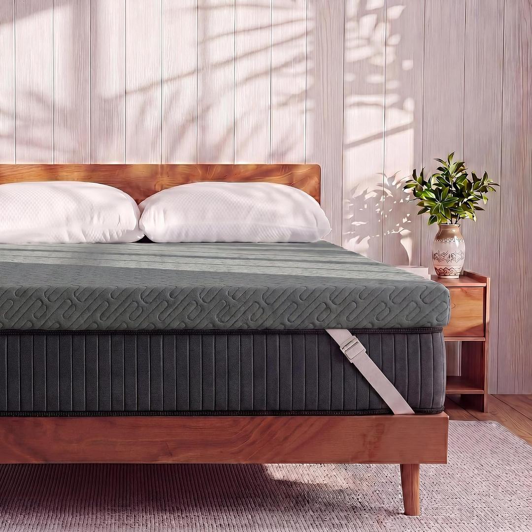 VALUXE 3 Inch Gel Memory Foam Mattress Topper Full Size High Density Cooling Pad Pressure Relief Bed Topper Grey (with Removable & Washable Bamboo Cover)
