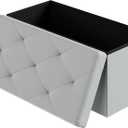 DUMOS 30 Inch Folding Ottoman with Storage Bench, Foot Rest Stool Ottoman, 15.2"D x 30"W x 15.2"H