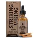Striking Viking Beard Growth Oil with Biotin - 2 Fl Oz, 1 Pack, Sandalwood - Thickening, Conditioning Biotin Beard Growth Serum for Men with Argan & Jojoba Oil - Facial Hair Serum for Men