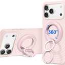 SYNCWIRE for MagSafe Ring Phone Holder, 360 Rotation Magnetic Cell Phone Grip Dual-Sided Magnets Phone Ring Kickstand Compatible with iPhone 17 16 15 14 13 12 Pro Max MagSafe, Android, Samsung etc. (Light Pink)
