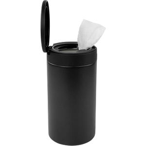 Spectrum Disinfecting Wipes Container with Push Button Lid - Refillable Dispenser for Bathroom, Kitchen, Classroom, Countertop, & Home - Stainless Steel & Rust-Resistant Disinfectant Wipes Holder (Black)