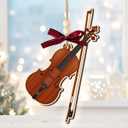 Violin Christmas Ornament 2025 - Violin Ornaments for Girls, Women, Men, Player, Teacher, Wooden Music Christmas Ornament - Unique Gifts for Violin Players
