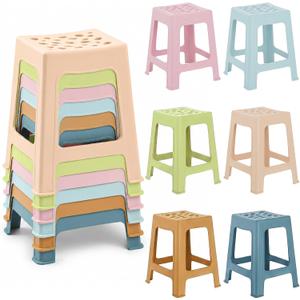 Leinuosen 6 Pcs Plastic Stool for Classroom 17.32 Inch Stackable School Stools Modern Portable Nesting Chair School Home Office (Morandi), 9.84 x 10.83 x 17.32 inches