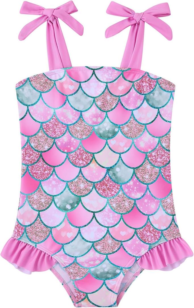 Vieille Toddler Girls Swimsuits Ruffle Bathing Suits One Piece Swimwear 2-6T (L)