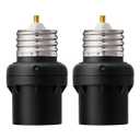 DEWENWILS Light Sensor Socket, Dusk to Dawn Light Socket Adapter, 360 Sensor Rotation, E26/E27 Light Bulb Sockets for Porch Light, Wall Light, Compatible with LED/INC/CFL/Halogen Bulbs, 2 Pack (Black)