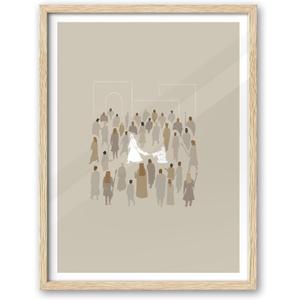 iHery Natural OAK Wood Woman Touches Jesus Christian Framed Wall Art, Large 16x20 in Modern Jesus Healing Bible Verses Canvas Art, God Heals Boho Scripture Bedroom Decor, 1Pack for Living Room