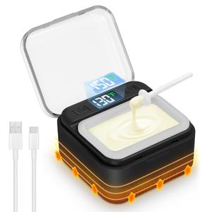 Nose Wax Kit Men,Nose Ear Hair Removal with Adjustable LED Display for Men Women,Single Mini Wax Warmer for Travel or Home Use,Constant Temp,USB Heated,Portable,Black