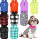 Reginary 10 Pack Large Dog Sweaters Fleece Pet Dog Clothes with Leash Ring Soft Warm Winter Puppy Plaid Shirt(Stylish)