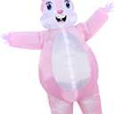 Easter Bunny Costume Adult Rabbit Party Blow Up Costumes for Halloween Party (Pink)
