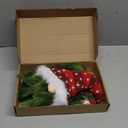 Christmas Wreath for Front Door, Lighted Gnome Christmas Door Wreath, Artificial Santa Xmas Hanging Sign for Door Window Wall Decorations Farmhouse Christmas Home Decor (Red)