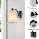 Powfloven Black Rechargeable Wall Sconces Set of 2 with Remote, Wireless Dimmable Battery Operated LED Wall Lights, Cordless Wall Lighting Lamp Fixture for Bedroom Living Room