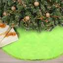 36 Inch Lime Green Christmas Tree Skirt Green Faux Fur Christmas Tree Skirt Round Soft Plush Xmas Trees Mat Decoration for Holiday Home Party Xmas Trees Decoration