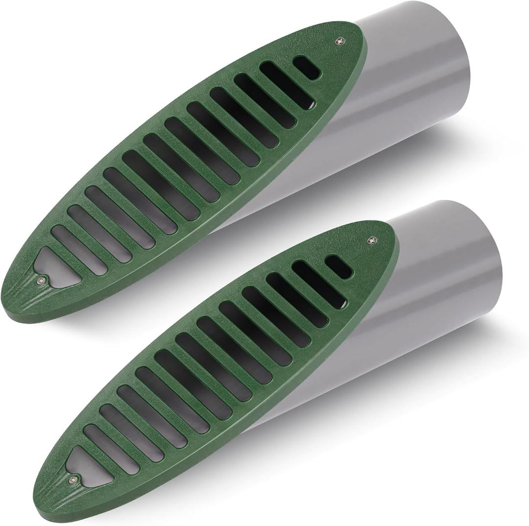 Yard Drain Emitter, 4in Green Angled Drainage Grate Yard for Sump Pump Discharge&Downspout Extensions,2PCS Angled Slope Pipe Grate for 4-Inch Connection,Reduce Stagnant Water