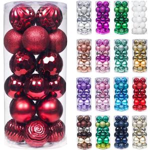 XmasExp 24ct Christmas Ball Ornaments Shatterproof Xmas Tree Hanging Balls Decorations Perfect for Holiday Wedding Christmas Decor(2.36"/60mm, Burgundy) (Burgandy)