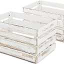 White Wooden Crates are Suitable for Storage, Milk Crates, Wine Crates, Festival Decorations, Camping, and Other Multi-Purpose. They are Sturdy and Durable, set of 2 Length of 17.7 inches.