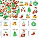4 x Ephlyn 48Pcs Edible Christmas Cake Toppers Wafer Paper Christmas Cupcake Decorations Xmas Cookie Decorations for Xmas Festival Birthday Party Food Decor Green