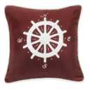 LIBERTY DARK RED THROW PILLOW W/ WHITE LINEN COMPASS 18x18, One Size