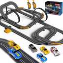 Slot Car Race Track with 4 High-Speed Racing Cars Battery or Electric Race Car Toy for Kids Boys, Dual Racing Game 2 Hand Controllers Toys for Girls Children Age 6,7,8-12 Years Old