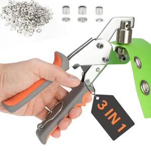 Heavy Duty Grommet Tool Kit 1/21/43/8Multi-Size Hole Punch with 600 PCS Metal Grommets Eyelet Set for Canvas Tarp Leather Curtain and DIY Repair