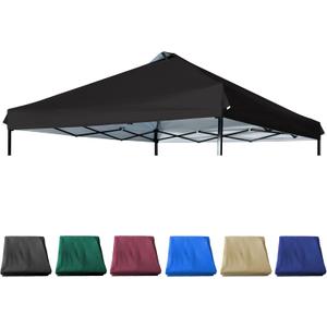 12x12 Canopy Replacement Top with Air Vent Silver Coated for Straight Leg Canopy Frame, (Black)