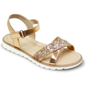 LseLom Girls Sandals Cute Open Toe Sandals Glitter Party Wedding Princess Summer Flats (13 Little Kid, Gold)