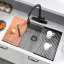 33x19 Undermount Kitchen Sink Black - Stainless Steel Undermount Workstation Sink Single Bowl with 5 Accessories